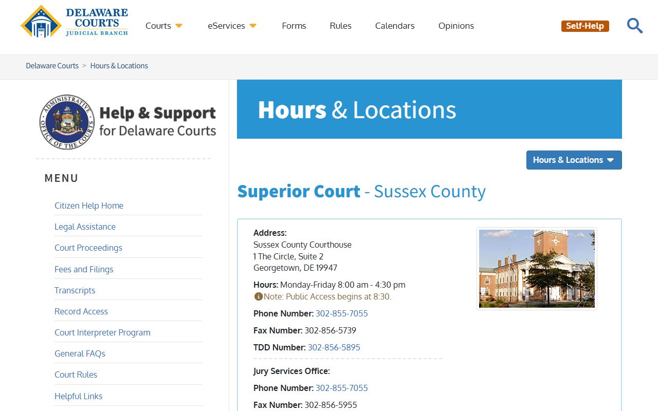 Sussex County Courthouse Superior Court arrest records